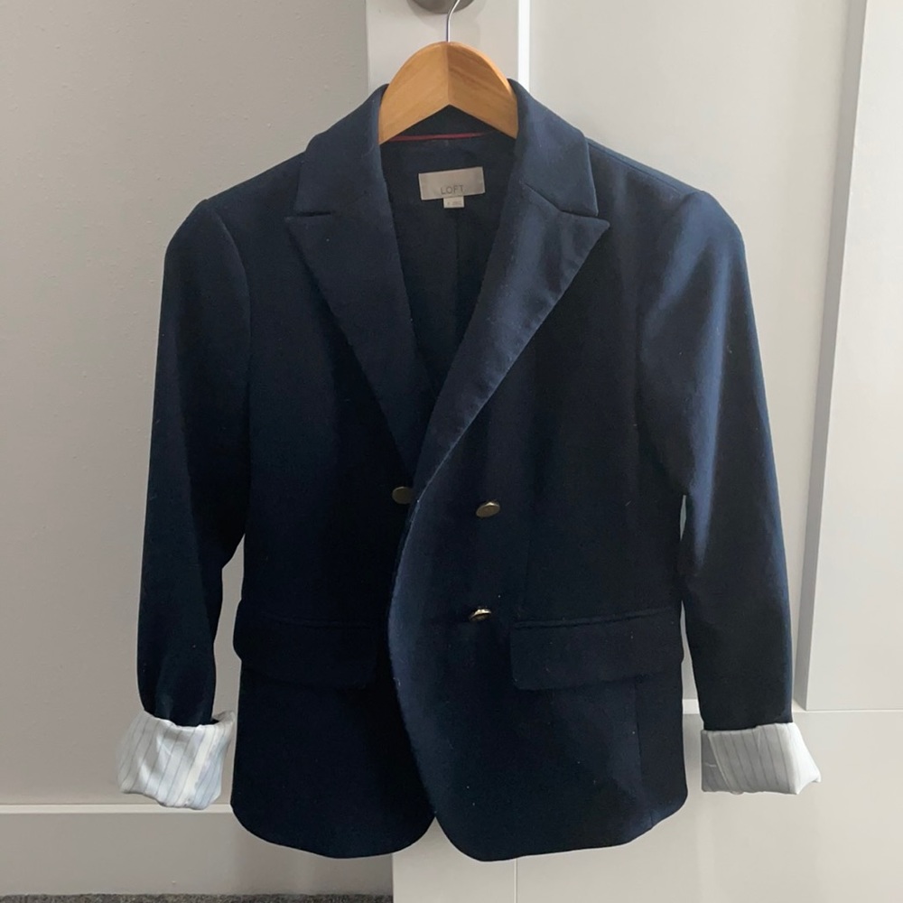 LOFT Double Breasted Gold Button Blazer